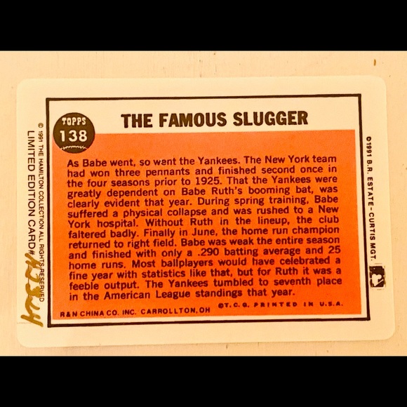 Collectible & Limited Edition Marked Babe Ruth “Slugger” 1991 Topps ⚾️ card - Picture 15 of 15